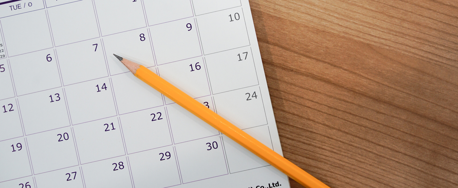 close up soft focus on pencil over calendar 2018 at office desk with top view concept